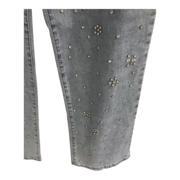 Stunning Pearl & crystal cz adorned light wash denim jeans size large brand new - Picture 4 of 14